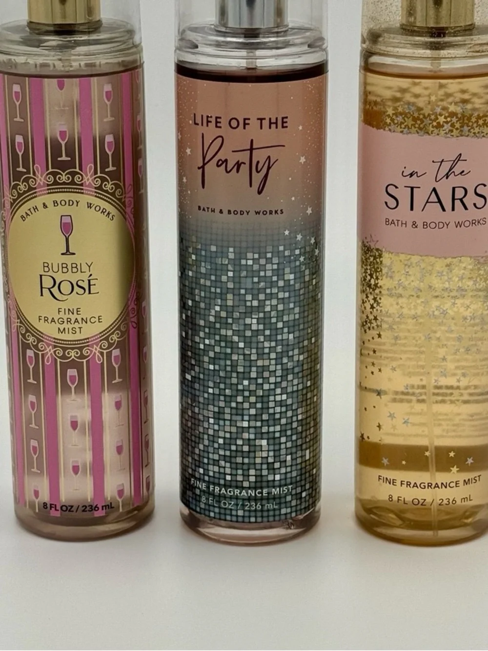 Bath & Body Works Bubbly Rose, Life of the Party, In The Stars Body Spray NWT